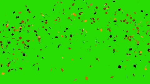 Flying up and falling slow glittering golden confetti isolated on green screen Stock Footage 300399041