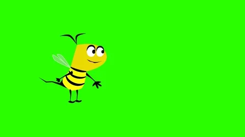 Flying and flapping character of talking bee in air, honey bee, wild bee, queen Stock Footage 285951216