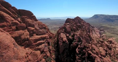 Flying up and out and over Red Rock Canyon, Nevada Stock Footage 73528720