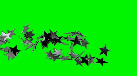Flying and spinning silver five-pointed stars. Stock Footage 65817586