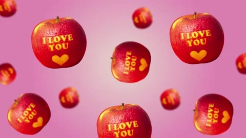 Flying and wiggle of different diameters apples. animation Video stock 168589101