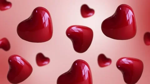 Flying and wiggle of different diameters red heart. animation Stock Footage 168618289