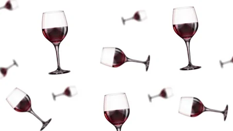Flying and wiggle of different diameters full transparency wine glasses Stock Footage 168621034