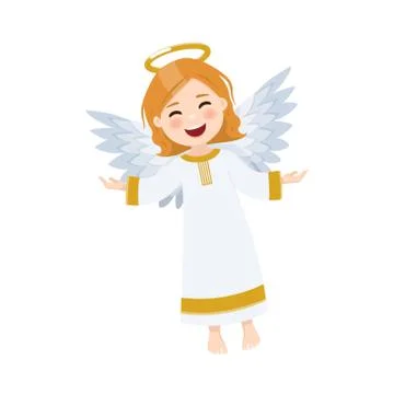 Flying angel on white background. Vector illustration Stock Illustration