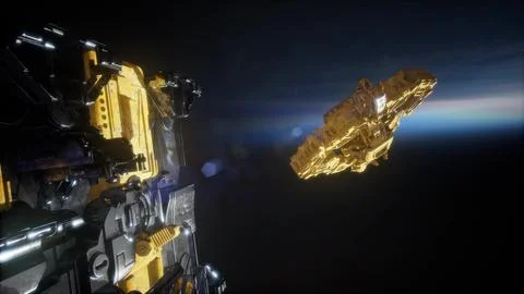 Flying an Animated Space Station Stock Illustration
