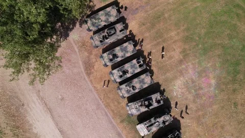 Flying up from armored column Stock Footage 251631350