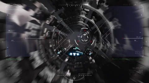 Flying around the alien planet area with a spaceship in a computer game Stockbeeldmateriaal 305937474