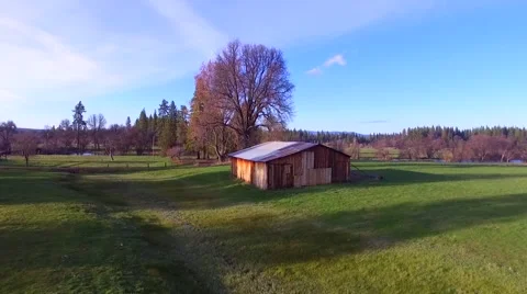 Flying Around Barn - Drone Stock Footage