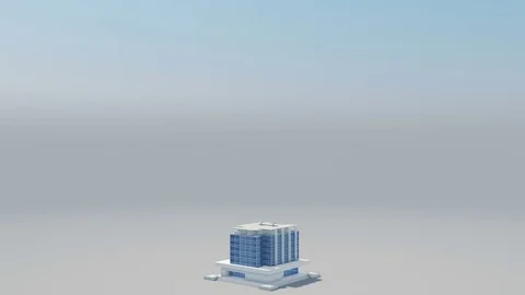 Flying Around the Building Skyscraper. Beautiful 3d Animation in Time-lapse Stock Footage 85343535