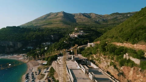 Flying around construction cranes Video stock 201778860