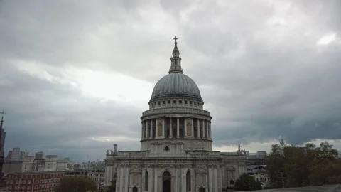 Flying around the dome of St Paul's Cathedral in London, UK Stock Footage 113392453