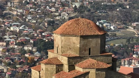 Flying around the historic Jvari monastery in Mtskheta city Stock-Footage 222605105