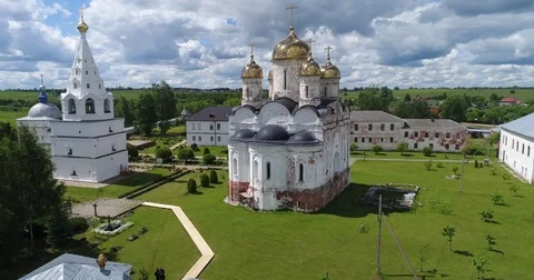 Flying around the monastery Stock Footage 77768790