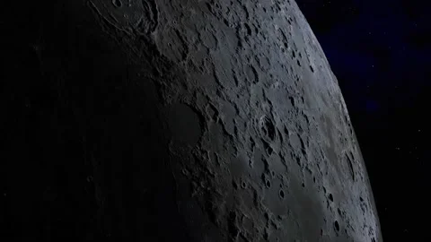 Flying around the Moon in Space Stock Footage 215834607