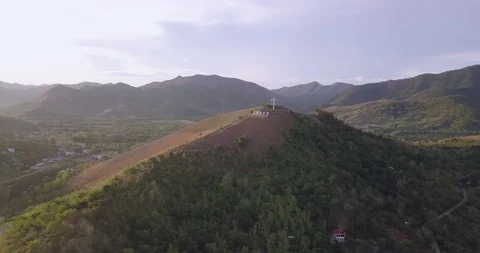 Flying around Mt. Tapyas in Coron, Philippines. Aerial view of the mountain. Stock Footage 97451730