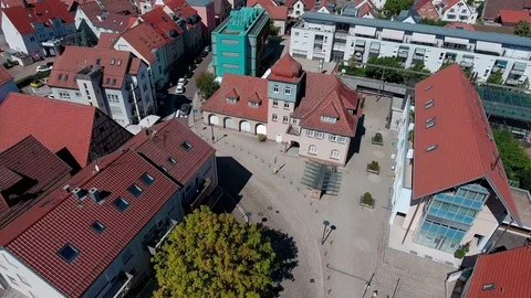 Flying Around Nice Old Town Hall In The City of Gerlingen Видео 86523031