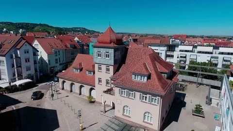 Flying Around Nice Old Town Hall In The City Stock Footage 86523190