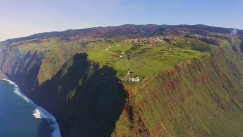 Flying around the Ponta do Pargo Lighthouse in the Madeira Islands, Portugal Stock Footage 153276697
