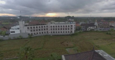 Flying around rice fields around the town of Ubud, Bali Stock Footage 73101408
