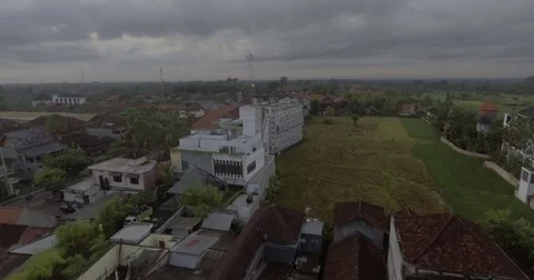 Flying around rice fields around the town of Ubud, Bali Stock Footage 73101429
