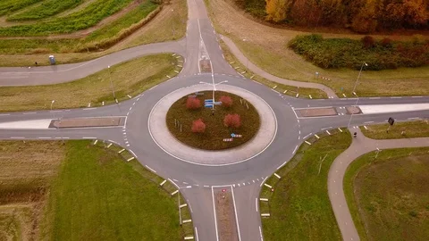 Flying around a roundabout Stock Footage 98158145