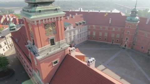 Flying around the Royal Castle Tower in Warsaw by HeliDog Aerials Stock Footage 11024175