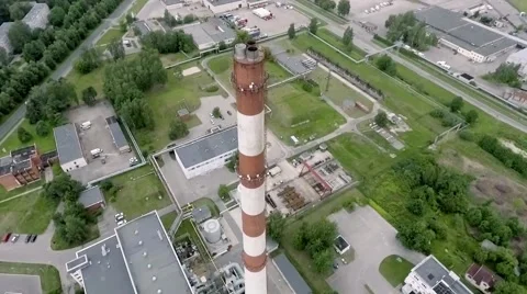 Flying around smokestack Stock Footage 66687119