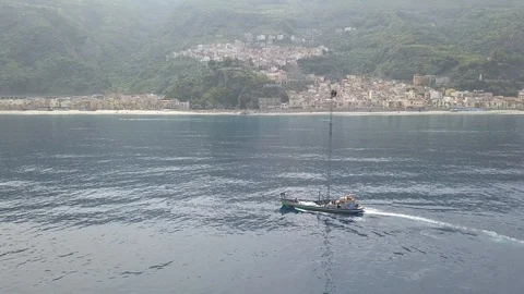 Flying around a Spadara boat Stock Footage 95987124