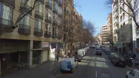 Flying around the streets of Barcelona Stock Footage 302275997