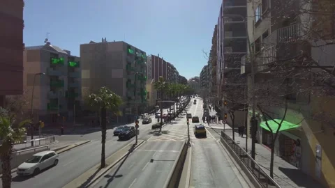 Flying around the streets of Barcelona Stock Footage 302278552