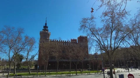 Flying around the streets of Barcelona Stock Footage 302364321