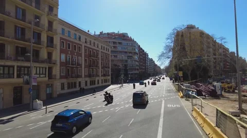 Flying around the streets of Barcelona Stock Footage 302370853