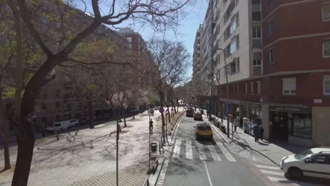 Flying around the streets of Barcelona Stock Footage 302391256