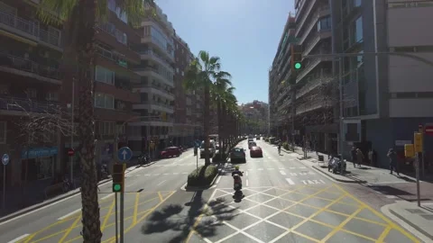 Flying around the streets of Barcelona Stock Footage 302392007