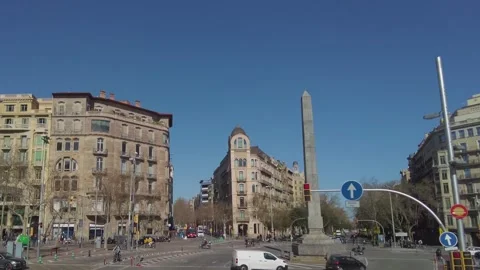 Flying around the streets of Barcelona Stock Footage 302392059