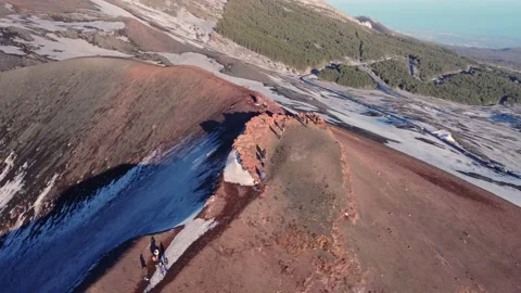 Flying around top of the mountain Stock Footage 167451490