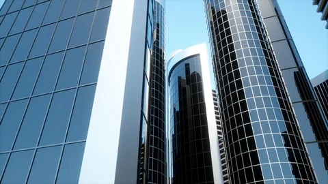 Flying arround at skyscrappers Stock Footage 75974089