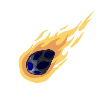 Flying asteroid, Burning comet. Astronomical object Stock Illustration