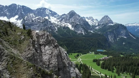 Flying in the Austria Alps in Sommer near Zugspitze Germany part 1 4k Stock Footage