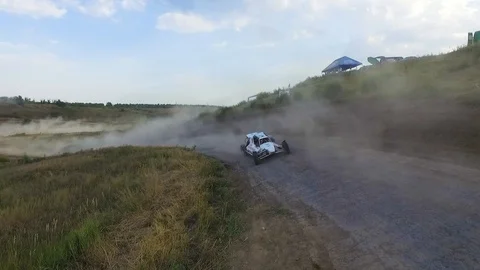 Flying, Autocross Buggy drift Stock Footage 93761685