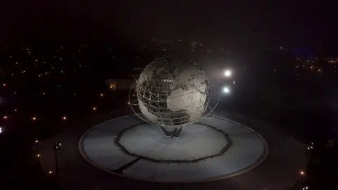 Flying away from the Flushing Meadows Globe. Stock Footage 74777315