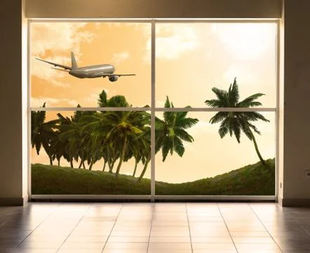 Flying away plane Stock Photos