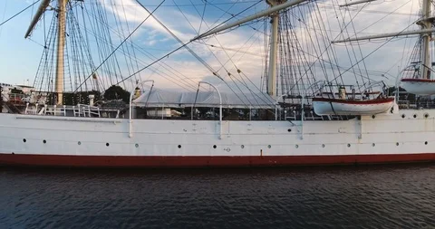 Flying Away Sail Ship Stock Footage 92953262