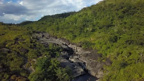 Flying away showcasing the massive size and untouched nature of Vale da Lua in Video stock 301777234