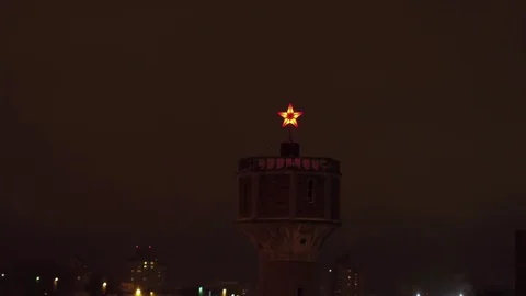 Flying away from the star on the tower Stock Footage 71622738
