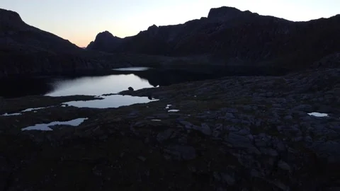 Flying back on high lake at night Stock Footage 219785603