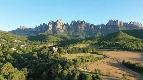 Flying back on the mountain of montserrat Stock-Footage 134702291