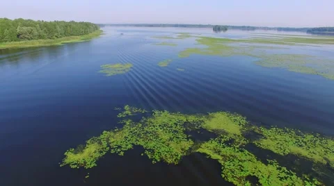 Flying backward over the river delta Stock Footage 67330313