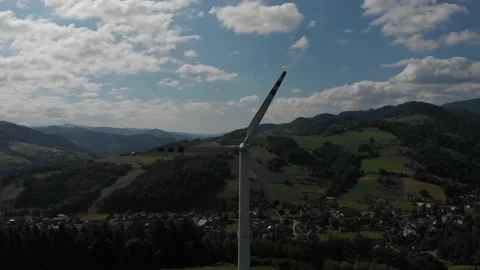 Flying backward from wind turbine Stock Footage 140070032