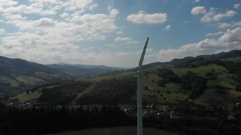 Flying backward from wind turbine Stock Footage 140070264